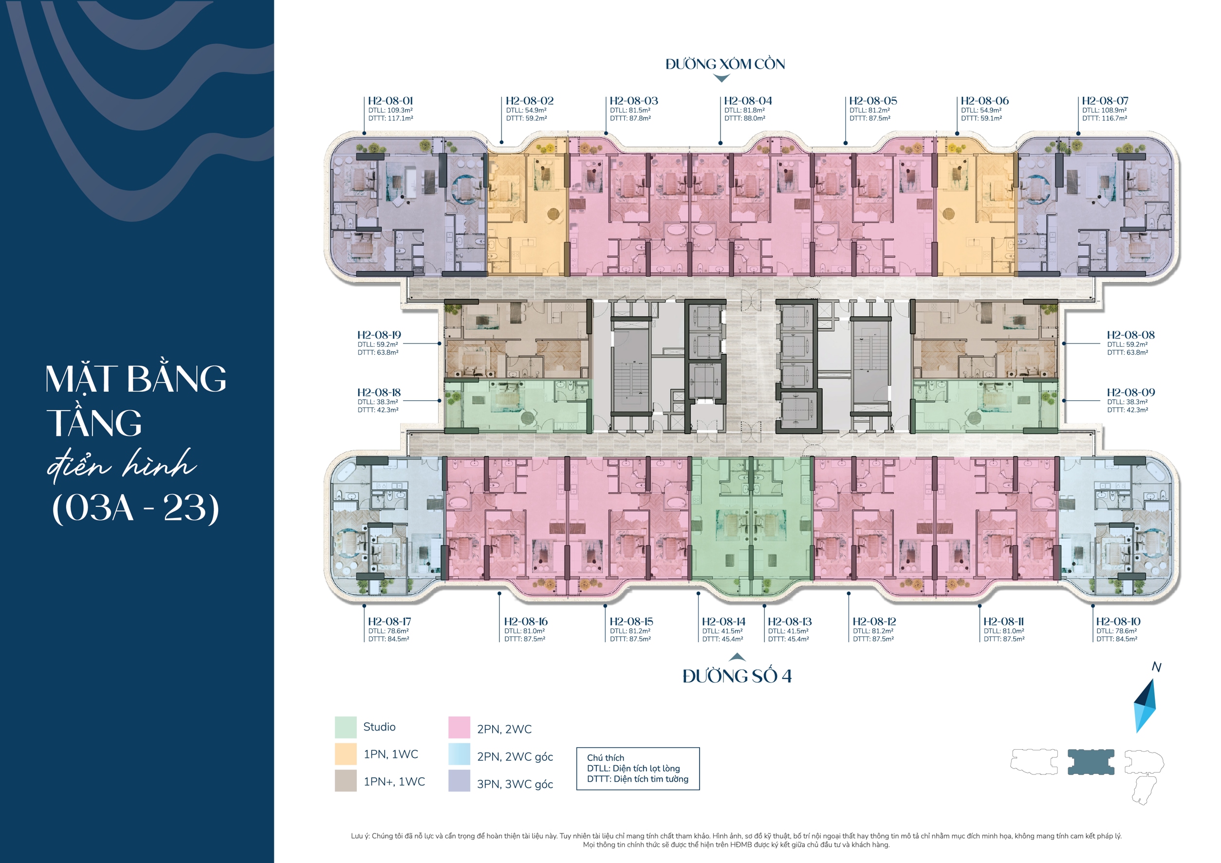 Mặt bằng tầng 03A-23 Block Sea dự án Welltone Luxury Residence