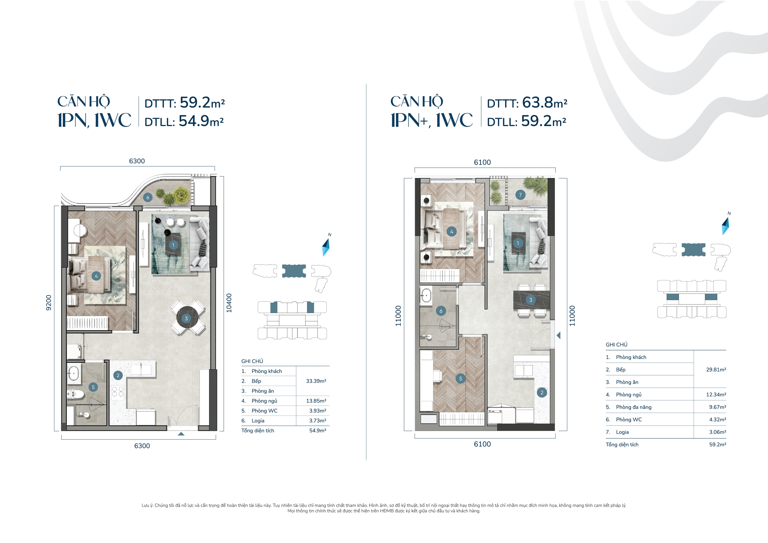 Thiết kế căn 01PN Block Sea của Welltone Luxury Residence